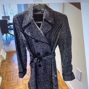 Tuzzi herringbone tweed black and white coat